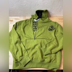 USMC HALF ZIP HOODIE- OD GREEN